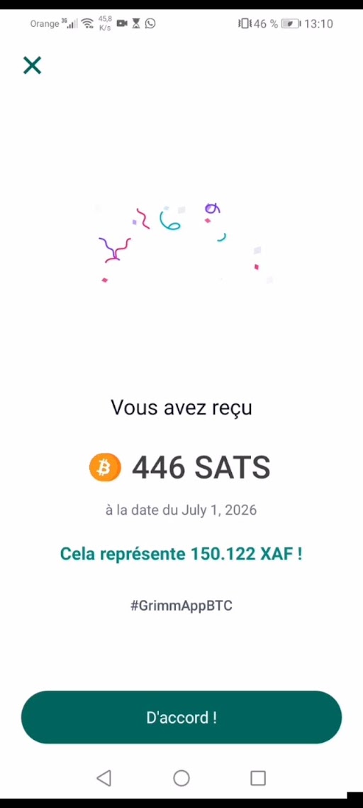 Réception des bitcoins